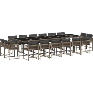 vidaXL Ensemble à manger de jardin 17 pcs et coussins résine tressée pas cher