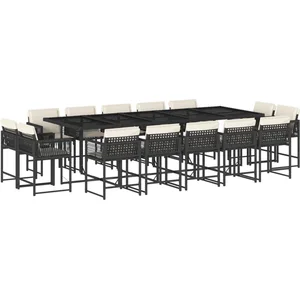 vidaXL Ensemble à manger de jardin 15 pcs coussins noir résine tressée pas cher