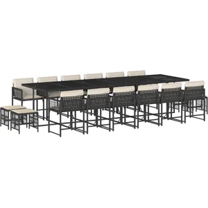 vidaXL Ensemble à manger de jardin 17 pcs coussins noir résine tressée pas cher