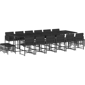 vidaXL Ensemble à manger de jardin 17 pcs coussins noir résine tressée pas cher