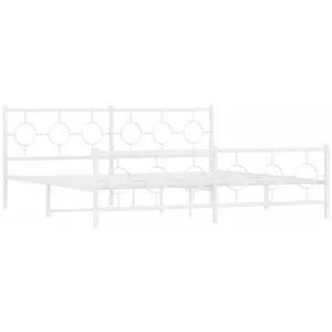 vidaXL Cadre de lit métal avec tête de lit/pied de lit blanc 200x200cm pas cher