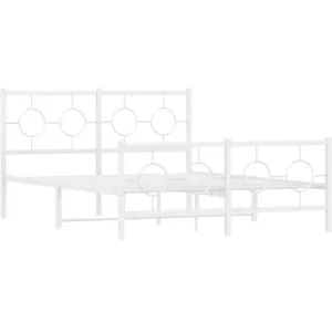 vidaXL Cadre de lit métal avec tête de lit/pied de lit blanc 140x200cm pas cher