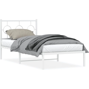 vidaXL Cadre de lit métal avec tête de lit blanc 90x200 cm