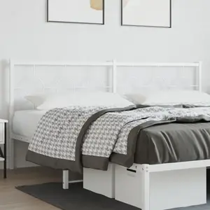 vidaXL Tête de lit métal blanc 200 cm pas cher
