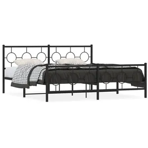 vidaXL Cadre de lit métal avec tête de lit/pied de lit noir 183x213 cm pas cher