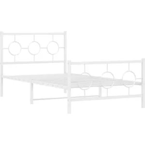 vidaXL Cadre de lit métal sans matelas et pied de lit blanc 100x190 cm pas cher