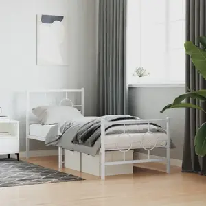 vidaXL Cadre de lit métal avec tête de lit/pied de lit blanc 80x200 cm pas cher
