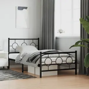 vidaXL Cadre de lit métal avec tête de lit/pied de lit noir 100x190 cm pas cher
