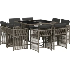 vidaXL - 9-delige - Tuinset - met - kussens - poly - rattan - grijs pas cher