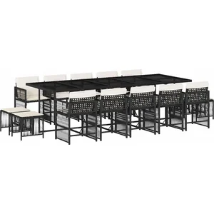 vidaXL Ensemble à manger de jardin 15 pcs coussins noir résine tressée pas cher