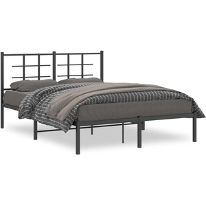 vidaXL Cadre de lit métal avec tête de lit noir 183x213 cm pas cher