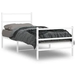 vidaXL Cadre de lit métal avec tête de lit/pied de lit blanc 90x190 cm pas cher
