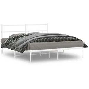 vidaXL Cadre de lit métal avec tête de lit blanc 160x200 cm pas cher