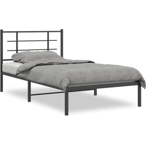 vidaXL Cadre de lit métal avec tête de lit noir 120x190 cm pas cher