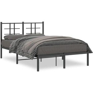 vidaXL Cadre de lit métal avec tête de lit noir 120x200 cm pas cher