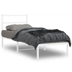 vidaXL Cadre de lit métal avec tête de lit blanc 80x200 cm pas cher