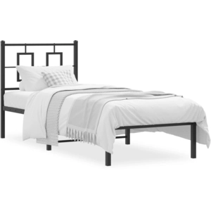 vidaXL Cadre de lit métal avec tête de lit noir 120x190 cm pas cher