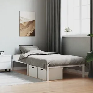 Comparateur de prix : vidaXL Cadre de lit métal blanc 107x203 cm