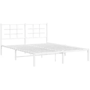 vidaXL Cadre de lit métal sans matelas et tête de lit blanc 160x200 cm pas cher