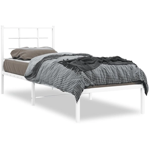 vidaXL Cadre de lit métal avec tête de lit blanc 180x200 cm pas cher