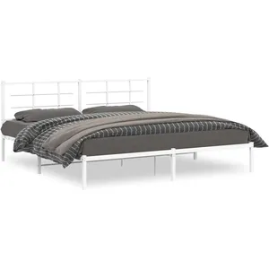 vidaXL Cadre de lit métal avec tête de lit blanc 200x200 cm pas cher