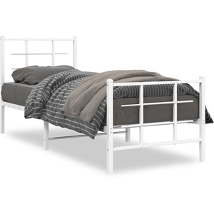 vidaXL Cadre de lit métal avec tête de lit/pied de lit blanc 75x190 cm pas cher