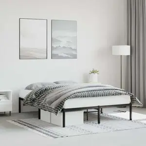 vidaXL Cadre de lit métal noir 135x190 cm pas cher