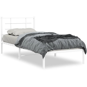 vidaXL Cadre de lit métal avec tête de lit blanc 90x200 cm pas cher