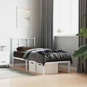 vidaXL Cadre de lit métal avec tête de lit blanc 80x200 cm pas cher