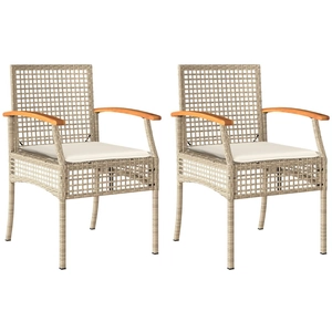 vidaXL Chaises de jardin coussins lot de 4 beige résine tressée acacia pas cher