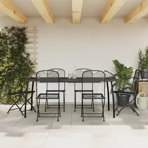 vidaXL Ensemble à manger de jardin 7 pcs anthracite métal maille pas cher