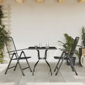 vidaXL Ensemble à manger de jardin 3 pcs anthracite métal maille pas cher