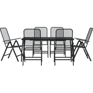 vidaXL Ensemble à manger de jardin 7 pcs anthracite métal maille pas cher