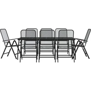 vidaXL Ensemble à manger de jardin 9 pcs anthracite métal maille pas cher