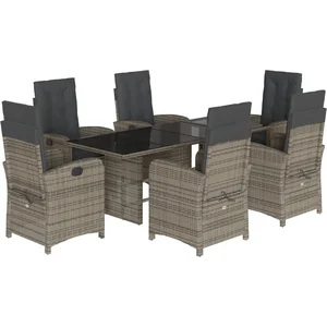 vidaXL Ensemble à manger de jardin et coussins 7 pcs gris rotin pas cher