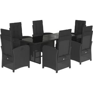 vidaXL Ensemble à manger de jardin coussins 7pcs Noir Résine tressée pas cher