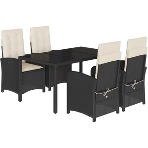 vidaXL Ensemble à manger de jardin coussins 5pcs Noir Résine tressée pas cher