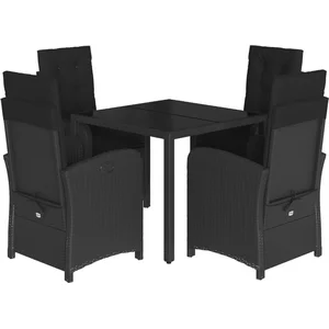 vidaXL Ensemble à manger de jardin coussins 5pcs Noir Résine tressée pas cher