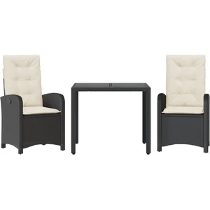 vidaXL Ensemble à manger de jardin avec coussins 3 pcs Noir pas cher