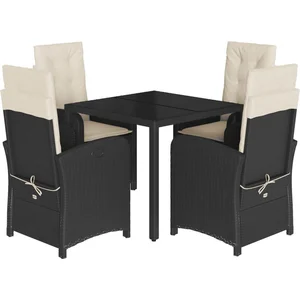 vidaXL Ensemble à manger de jardin coussins 5pcs Noir Résine tressée pas cher