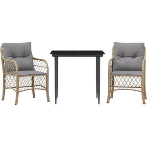 vidaXL Ensemble de bistro 3 pcs coussins mélange beige résine tressée pas cher