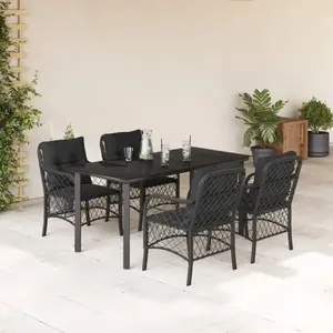 vidaXL Ensemble à manger de jardin coussins 5pcs Noir Résine tressée pas cher