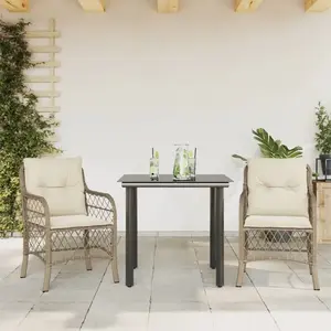 vidaXL Ensemble de bistro 3 pcs avec coussins beige résine tressée pas cher