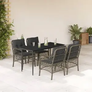 vidaXL Ensemble à manger de jardin 5 pcs coussins gris résine tressée pas cher