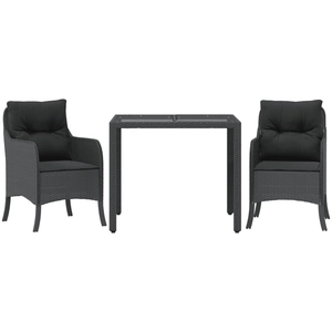 vidaXL Ensemble à manger de jardin avec coussins 3 pcs Noir pas cher