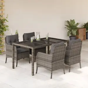 vidaXL Ensemble à manger de jardin 5 pcs coussins gris résine tressée pas cher