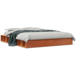 vidaXL Cadre de lit sans matelas cire marron 180x200cm bois pin massif pas cher