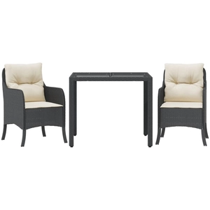 vidaXL Ensemble à manger de jardin avec coussins 3 pcs Noir pas cher