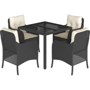 vidaXL Ensemble à manger de jardin coussins 5pcs Noir Résine tressée pas cher