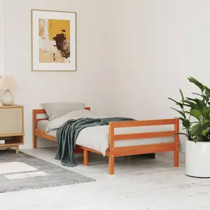 vidaXL Cadre de lit sans matelas cire marron 90x190 cm bois pin massif pas cher